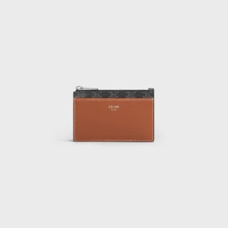 Zipped Card Holder in Triomphe Canvas and Lambskin Zipped Card Holder in Triomphe Canvas and Lambskin