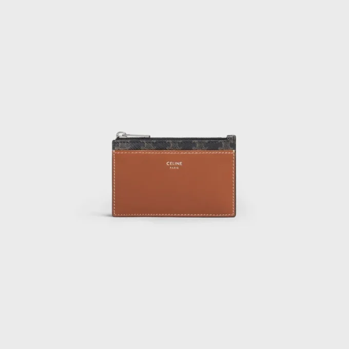 Zipped Card Holder in Triomphe Canvas and Lambskin Zipped Card Holder in Triomphe Canvas and Lambskin
