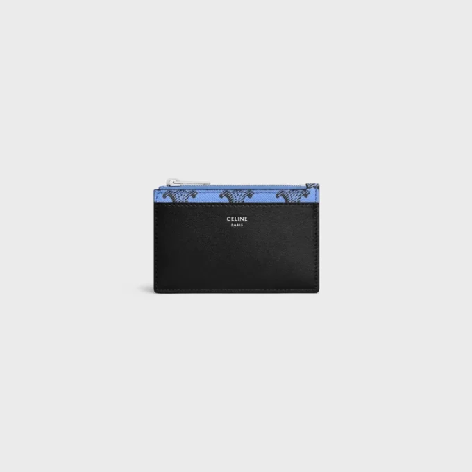 Zipped Card Holder in Triomphe Canvas and Lambskin Zipped Card Holder in Triomphe Canvas and Lambskin