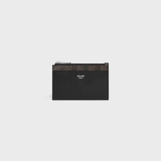 Zipped Card Holder in Triomphe Canvas and Lambskin