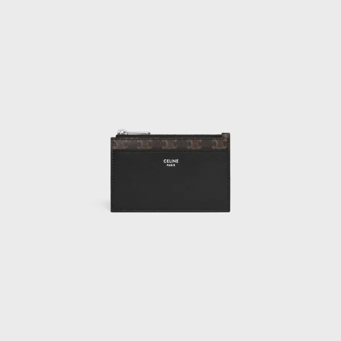Zipped Card Holder in Triomphe Canvas and Lambskin Zipped Card Holder in Triomphe Canvas and Lambskin