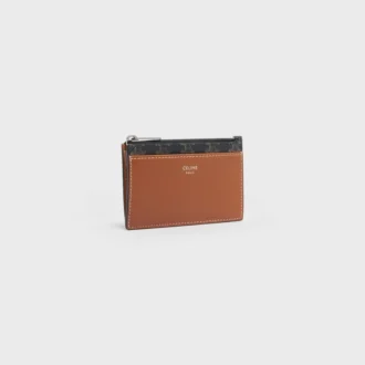Zipped Card Holder in Triomphe Canvas and Lambskin Zipped Card Holder in Triomphe Canvas and Lambskin