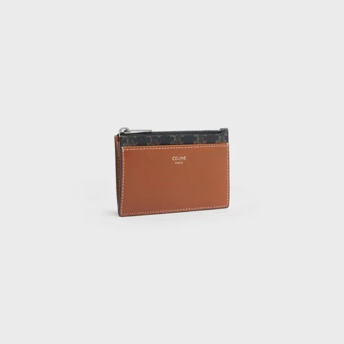 Zipped Card Holder in Triomphe Canvas and Lambskin Zipped Card Holder in Triomphe Canvas and Lambskin