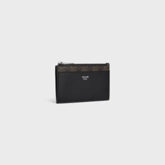 Zipped Card Holder in Triomphe Canvas and Lambskin