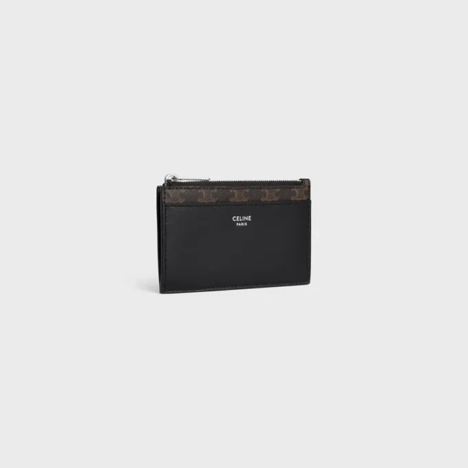 Zipped Card Holder in Triomphe Canvas and Lambskin Zipped Card Holder in Triomphe Canvas and Lambskin