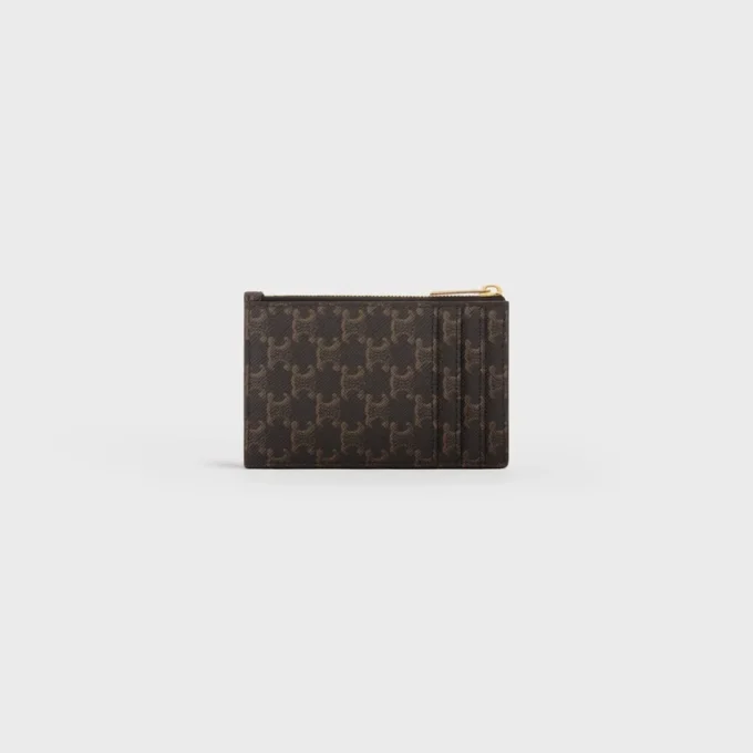 Zipped Card Holder in Triomphe Canvas and Lambskin Zipped Card Holder in Triomphe Canvas and Lambskin