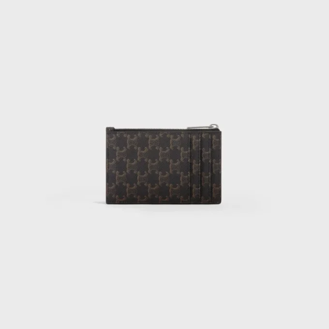Zipped Card Holder in Triomphe Canvas and Lambskin Zipped Card Holder in Triomphe Canvas and Lambskin