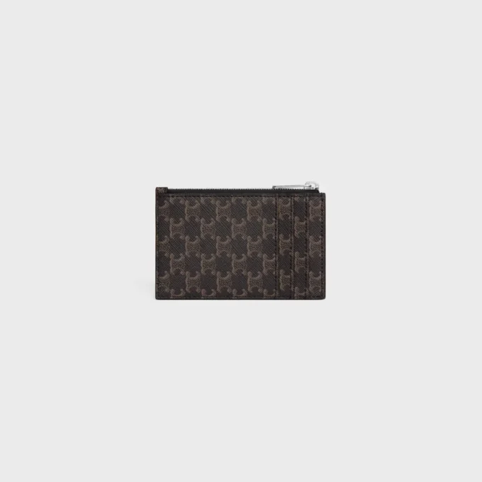 Zipped Card Holder in Triomphe Canvas and Lambskin Zipped Card Holder in Triomphe Canvas and Lambskin
