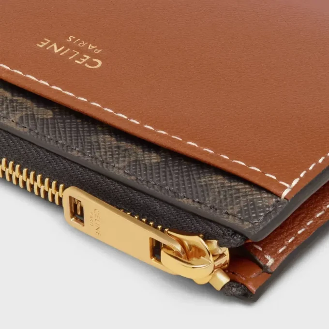 Zipped Card Holder in Triomphe Canvas and Lambskin Zipped Card Holder in Triomphe Canvas and Lambskin
