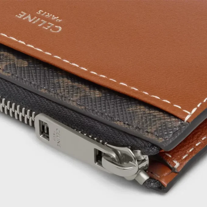 Zipped Card Holder in Triomphe Canvas and Lambskin Zipped Card Holder in Triomphe Canvas and Lambskin