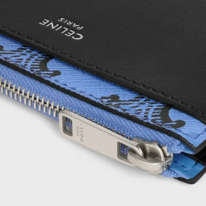 Zipped Card Holder in Triomphe Canvas and Lambskin Zipped Card Holder in Triomphe Canvas and Lambskin