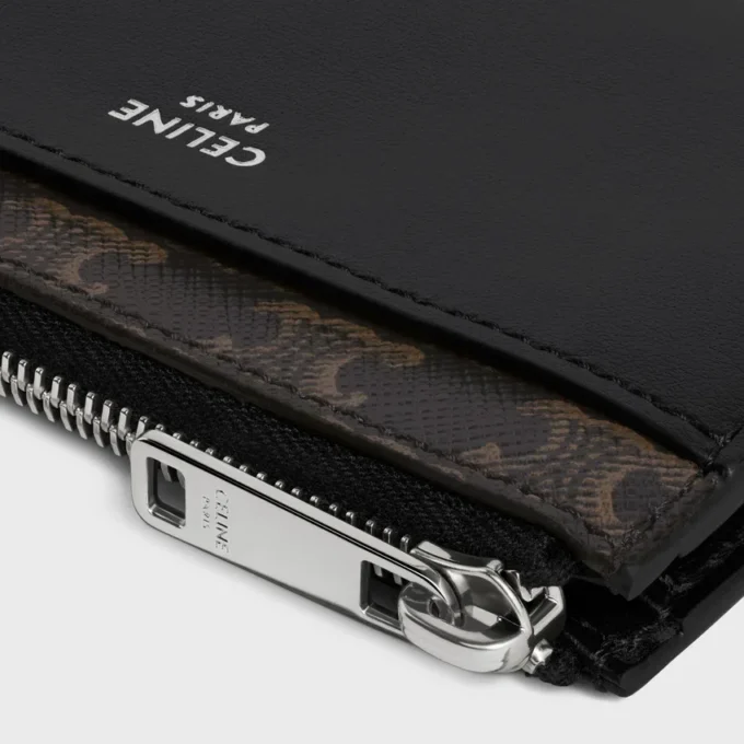 Zipped Card Holder in Triomphe Canvas and Lambskin Zipped Card Holder in Triomphe Canvas and Lambskin