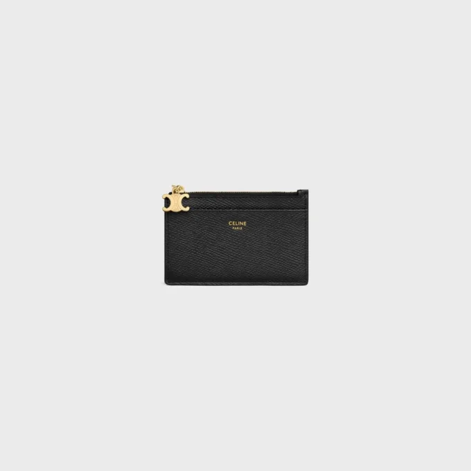 Zipped Card Holder Triomphe Charms in Grained Calfskin Zipped Card Holder Triomphe Charms in Grained Calfskin
