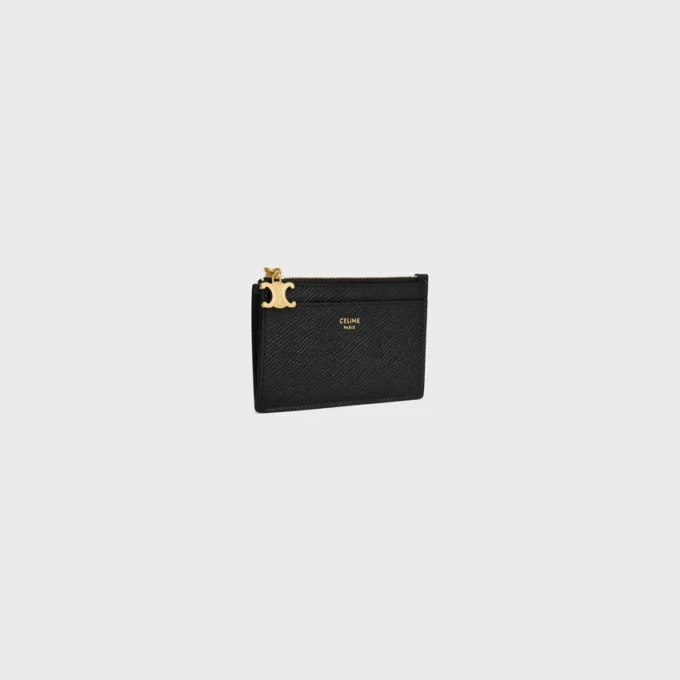 Zipped Card Holder Triomphe Charms in Grained Calfskin Zipped Card Holder Triomphe Charms in Grained Calfskin