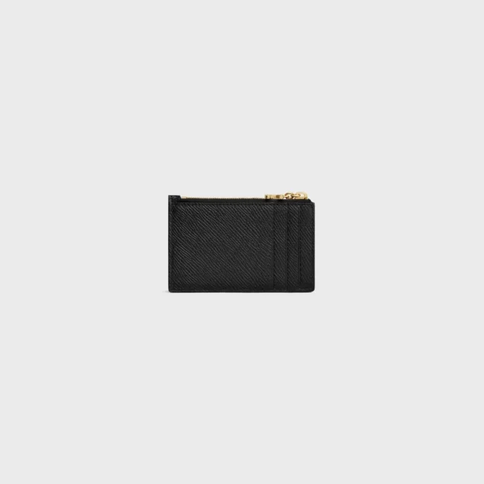 Zipped Card Holder Triomphe Charms in Grained Calfskin Zipped Card Holder Triomphe Charms in Grained Calfskin
