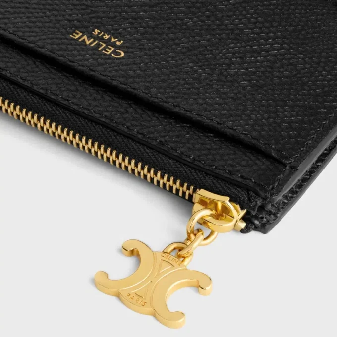 Zipped Card Holder Triomphe Charms in Grained Calfskin Zipped Card Holder Triomphe Charms in Grained Calfskin