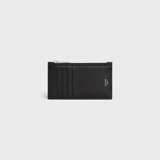 Zipped Compact Card Holder in Grained Calfskin Zipped Compact Card Holder in Grained Calfskin