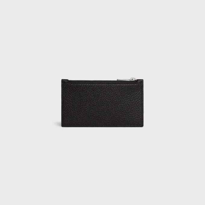 Zipped Compact Card Holder in Grained Calfskin Zipped Compact Card Holder in Grained Calfskin
