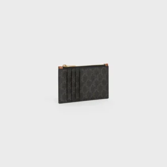 Zipped Compact Card Holder in Triomphe Canvas and Lambskin Zipped Compact Card Holder in Triomphe Canvas and Lambskin
