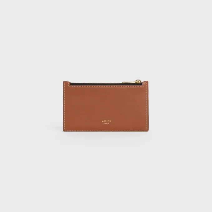 Zipped Compact Card Holder in Triomphe Canvas and Lambskin Zipped Compact Card Holder in Triomphe Canvas and Lambskin