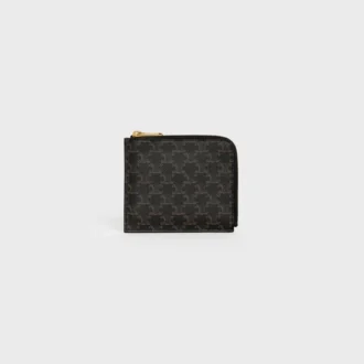 Zipped Purse with Card Holder in Triomphe Canvas and Lambskin Zipped Purse with Card Holder in Triomphe Canvas and Lambskin
