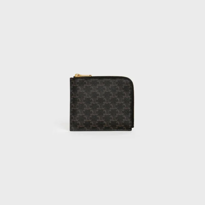 Zipped Purse with Card Holder in Triomphe Canvas and Lambskin Zipped Purse with Card Holder in Triomphe Canvas and Lambskin