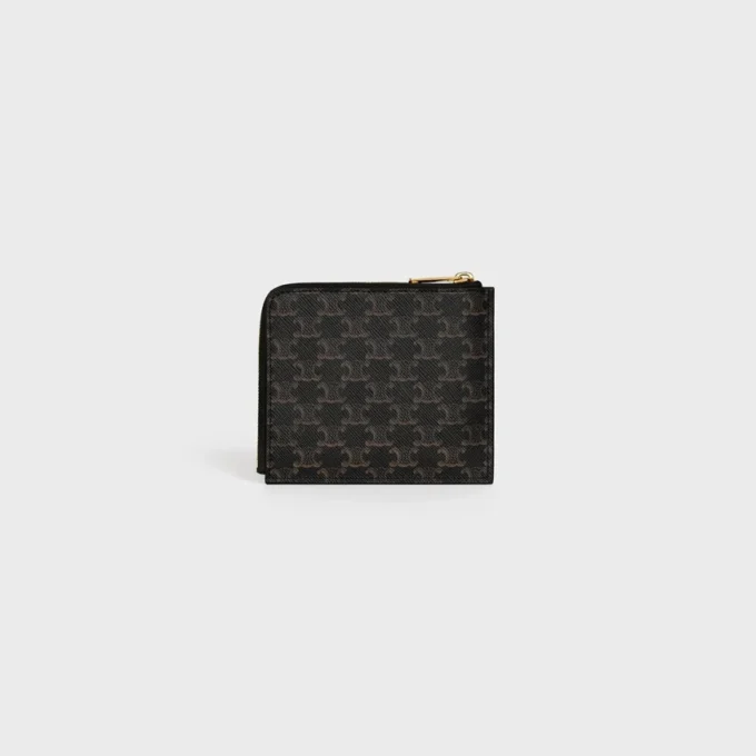 Zipped Purse with Card Holder in Triomphe Canvas and Lambskin Zipped Purse with Card Holder in Triomphe Canvas and Lambskin